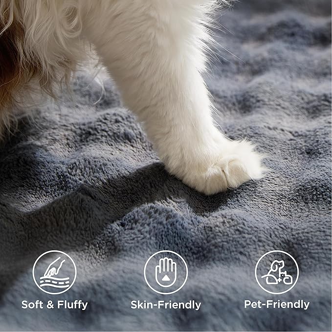 Bedsure 3x5 Fluffy Area Rugs for Living Room, Machine Washable Rugs, Non-Slip Backing, Non-Shedding, Pet Friendly Throw Rug for Bedroom Dining Room, Grey