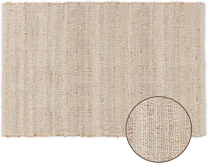 · REDEARTH · Jute Cotton Area Rug - 6'x9' Rectangular Rug, Sustainable Handwoven, Non-Shedding, Soft & Durable – Reversible, Neutral Tones for Home Décor in Living Room, Dining Room, Bedroom
