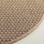 SAFAVIEH Area Rug 7' Square - Natural Fiber Collection - Natural & Beige, Seagrass, Basketweave Pattern with Border (NF114A)