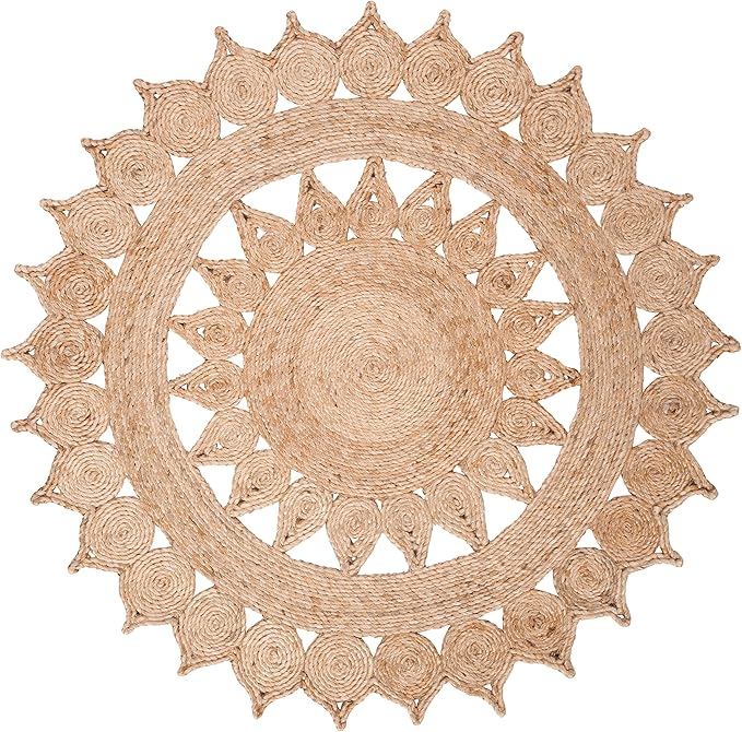 SAFAVIEH Natural Fiber Round Collection 3' Round Natural NFB246A Handmade Boho Country Charm Jute Area Rug