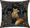 Dark Vintage William Morris Fox Floral Print Pillow Covers 18x18,Cottagecore Fox Decor,Dark Dcademia Animal Floral Decorative Throw Pillow Covers for Home Bedroom Living Room