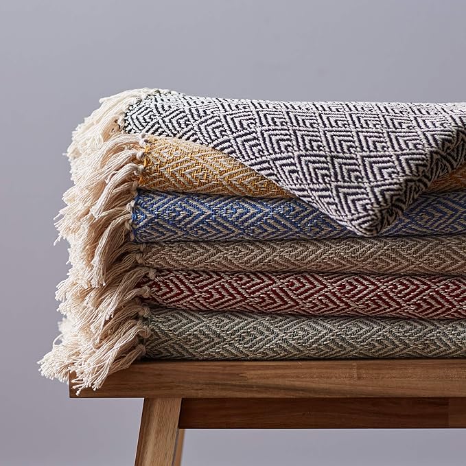 DII Diamond Throw Collection Cotton Woven, 50x60, Honey Gold