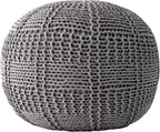 nuLOOM Berlin Casual Knitted Filled Ottoman Pouf 14" x 20" x 20" Grey