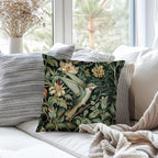 Vintage William Morris Hummingbird Pillow Cover 18x18,Rustic Green Hummingbird Bird Animal Floral Botanical Print Decorative Throw Pillow Covers for Home Bedroom Living Room