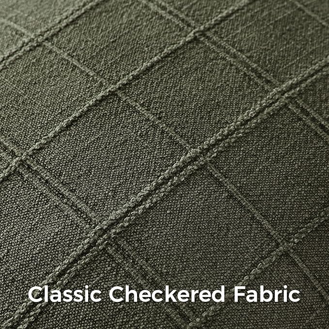 Woaboy Linen Check Throw Pillow Covers 26x26 Inch Set of 2 Euro Dark Olive Green Farmhouse Modern Boho Vintage Decorative Cushion Covers for Bed Sofa Couch Bedroom Living Room Home Decor