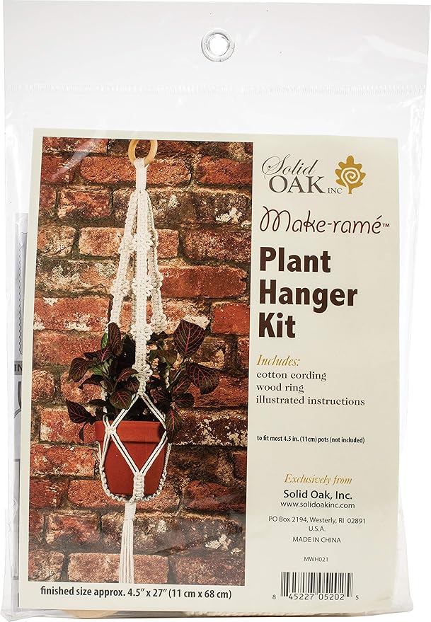 SOLID OAK MACRAME PLNT HNGR KT 4 PICOTS