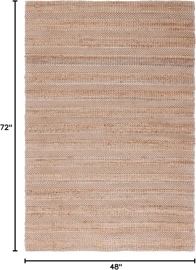 SAFAVIEH Natural Fiber Collection Accent Rug - 4' x 6', Ivory & Natural, Handmade Boho Farmhouse Rustic Jute & Cotton Jute, Ideal for High Traffic Areas in Entryway, Living Room, Bedroom (NFB654A)
