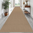 EARTHALL Runner Rug 3x20 Ft Washable Runners for Hallways Extra Long Woven Non Slip Entryway Runner Braided Kitchen Runner Indoor Outdoor Carpet Runners for Hotels, Officel, Stair, Orange/Tan/Brown