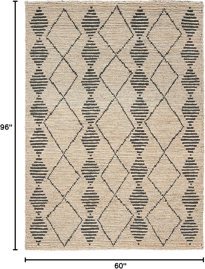 SAFAVIEH Bohemian Collection 5' x 8' Beige / Black BOH703Z Handmade Moroccan Tribal Jute Area Rug