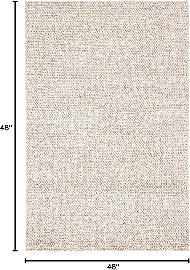 SAFAVIEH Natura Collection Area Rug - 4' Square, Grey & Ivory, Handmade Wool Blend, Textured Design, Ideal for Living Room, Bedroom, Dining Space (NAT425F)