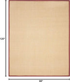 SAFAVIEH Area Rug 8x10 - Natural Fiber Collection - Large - Maize & Burgundy, Sisal, Woven Design with Border (NF141D)