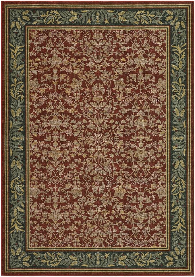 GarveeHome 6x9 Area Rugs Washable Rugs for Living Room, Boho Vintage Rug Non Slip Low Pile Stain Resistance Indoor Soft Large Carpet for Bedroom Dining Room Office Red
