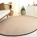 SAFAVIEH Area Rug 6x8 Oval - Natural Fiber Collection - Maize & Black, Sisal, Woven Design with Border (NF141A)