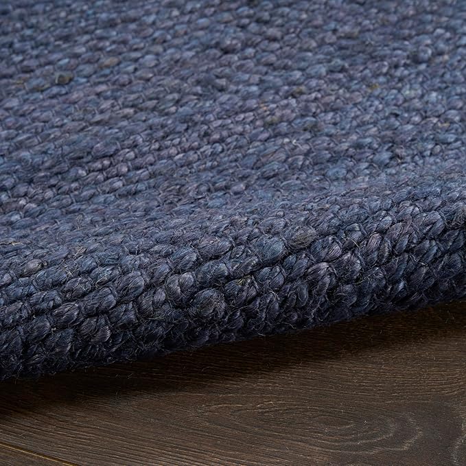 Nourison Home Natural Jute Navy 8' x 10' Area Rug - Easy Clean, Non Shedding, Bed Room, Living Room, Dining Room, Kitchen (8' x 10')