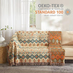 Boho Throw Blanket for Bed 80”x90”, 100% Cotton Woven Blanket for Couch Sofa, Ultra Soft 4-Layer Muslin Quilt with Diamond Pattern, Farmhouse Bed Blanket/Cover for Living Room Decor