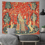 FEASRT European Royal Unicorn with Lion Tapestry, Maiden and Lady, Large 100x90 Inches Soft Flannelette, for Bedroom Living Room Dorm