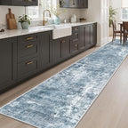 Runner Rug 2x12 Washable Non-Slip Hallway Runner Rugs for Kitchen Bathroom Laundry Room Blue/Grey Vintage Floor Carpet Runners for Hallways Entryway