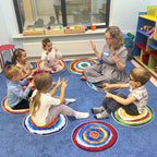 HiiARug Kids Classroom Rug Crazy Carpet Circle Seats 6pcs 16" Round Carpet Spots Soft Classroom Flexible Seat for Elementary Preschool Daycares Floor Cushions for Sitting