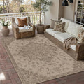 5x7 Easy Jute Outdoor Patio Rug Washable Brown Floral Floral Area Rug for Living Room Lightweight Non Slip No Sheding Carpet Balcony Farmhouse Bedroom Backyard Dining Room Deck