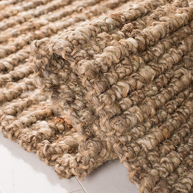 SAFAVIEH Area Rug 5x8 - Natural Fiber Collection - Natural & Grey, Handmade Jute, Farmhouse Style, Chunky Textured Thick Pile (NF447M)