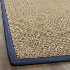 SAFAVIEH Area Rug 9x12 - Natural Fiber Collection - Large - Natural & Blue, Seagrass, Basketweave Pattern with Border (NF114E)