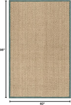 SAFAVIEH Area Rug 5x8 - Natural Fiber Collection - Natural & Light Blue, Seagrass, Basketweave Pattern with Border (NF114M)