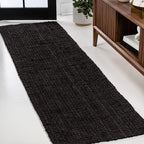 JONATHAN Y Pata Hand Woven Chunky Jute Black Runner Rug, 2x8, Bohemian, Rustic, Cottage, Easy-Cleaning for Living Room, Bedroom, Kitchen, Non-Shedding (NRF102E-28)