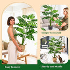 Der Rose 44" Tall Fake Plants with Basket Large Artificial Monstera Plants Indoor, Easy Assembly Faux Tree for Outdoor Office Living Room Bedroom Home Apartment Decor