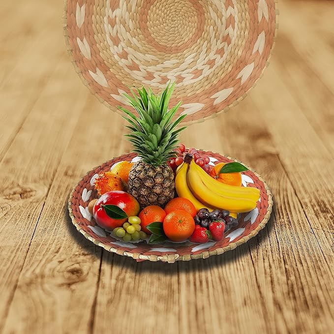 Woven Wall Basket Decor -Woven Bowls Trays Hanging Baskets Indoor Bowls For Home Wall Art.Rustic Durable Structured Boho Decorations. Different Combined Solo Gift Products