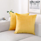 NiNi ALL Decorative Throw Pillow Covers Velvet Soft for Couch Sofa Bedroom Living Room Outdoor Pack of 2 20x20 Inch Yellow