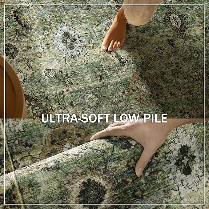 Washable Runners for Hallways Kitchen Rugs: 2'6"x8' Runner Rug Stain Resistant Non Slip Low Pile Soft Carpet Runners for Hallways Bedroom Kitchen Entryway Indoor Laundry Room Farmhouse