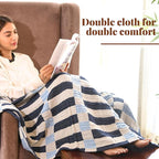 Folkulture Throw Blanket for Couch 50" x 60" |100% Recycled Cotton, Lightweight Throw Blanket for Chair, Couch, Sofa, Bed | Guest Room Must Haves Boho Blanket | Winter Blue