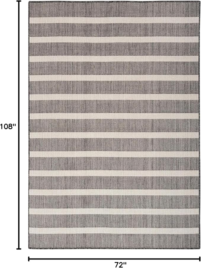 Nourison Home Positano Charcoal Ivory 6' x 9' Area Rug - Easy Clean, Non Shedding, Bed Room, Living Room, Dining Room, Kitchen (6' x 9')