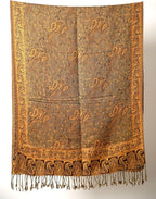 Achillea Reversible Paisley Pashmina Rave Scarf – Exotic Indian Shawls and Wraps for Evening Dresses, Festivals, All Seasons