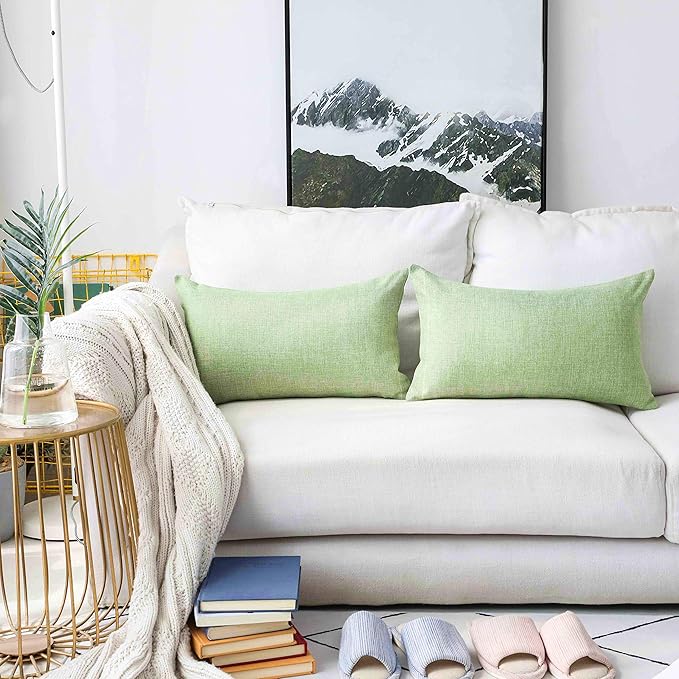 Home Brilliant 12x20 Spring Pillow Cover for Couch Sage Throw Pillow Covers Farmhouse Rectangle Pillow Covers Set of 4, Gadern Couch Patio Bench Sofa Decor, 30x50 cm, Grass Green