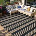 Lahome Elance Striped Easy Jute Rugs for Living Room, 6x9 Washable Indoor Outdoor Patio Rug, Neutral Thin Non Slip Non Shedding Black Dining Room Carpet for Under Table Mudroom Classroom