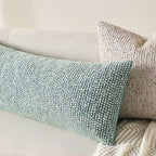 Decorative Lumbar Pillow Cover 14x36 Green Striped Wool Long Body Pillow Neutral Textured Boho Lumbar Throw Pillow Cushion Covers for Modern Farmhouse Sofa Bed Living Room Decor SY011-D14