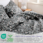JSD Black Paisley Floral Quilt Set Full Queen, 3 Piece Printed Bedspreads Coverlet with Pillow Sham, Soft Microfiber Quilted Blanket