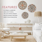 Clinton Calicep & Nicolea Woven Wall Basket Decor Set of 3 - Modern Boho Rustic Wicker Hanging Wall Baskets - Natural Decorative Storage for Bedroom, Kitchen, Living Room & Dining Room