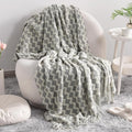 NTBAY Acrylic Knitted Throw Blanket, Lightweight and Soft Cozy Decorative Woven Blanket with Tassels for Travel, Couch, Bed, Sofa, 51x67 Inches, Light Grey Wave