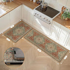 GENIMO Kitchen Mats for Floor 2PCs, Washable Anti Fatigue Mat for Cushioned, 17.3"x59"+17.3"x30", Waterproof Kitchen Rugs, Non Slip Comfort Standing Mat Rug for Home, Sink, Laundry, Multi