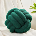 Uvvyui Knot Pillow Ball, Soft Home Decorative Pillows, Round Throw Pillow, Handmade Knotted Plush Pillow, Round Boucle Pillow Cushion (8.6 Inches Dark Green)
