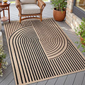 Tangsoo Easy Jute 3x5 Rug for Living Room,Non-Slip Thin Dark Brown Rainbow Indoor Outdoor Area Rug,Washable Boho Farmhouse Carpet for Front Porch Bedroom Patio Entryway