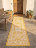 Rugs.com Outdoor Aztec Collection Rug – 6 Ft Runner Yellow Flatweave Rug Perfect for Hallways, Entryways