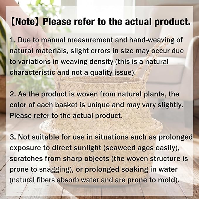 Qunclay 4 Pcs Woven Seagrass Baskets Belly Basket Folding Boho Natural Plant Pot with Handles Round Decorative Wicker Large Indoor Planter for Home Outdoor Tree Planters Decor (Xs,7.9''dx6.3''h)