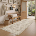 Runner Rug 2x5 Washable Non-Slip Kitchen Runner Rugs for Bathroom Laundry Room Brown Vintage Floor Carpet Runners for Hallway Entryway