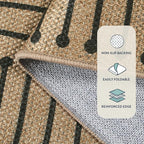 Lahome Neutral Geometric Easy Jute Entryway Rug, 3x5 Washable Outdoor Patio Porch Rug, Farmhouse Rhombus Non Slip Non Shedding Nature Indoor Outdoor Carpet for Kitchen Balcony Foyer