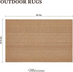 27.5"x43" Washable Outdoor Front Door Mat, Textured Natural Woven Low-Profile Patio Rug with Non-Slip Backing, Neutral Light Brown, for Porch, Entryway, Layering