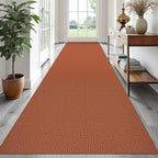 EARTHALL Runner Rug 3x16 Ft Washable Runners for Hallways Extra Long Woven Non Slip Entryway Runner Braided Kitchen Runner Indoor Outdoor Carpet Runners for Hotels, Hall, Stair, Rustic Orange/Tan