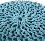 Nahunta Knitted Round Pouf - Cotton - Aqua